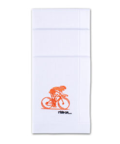 Satinrand - Stofftaschentuch für Herren mit RadfahrerIn (orange/schwarz))