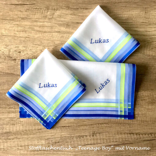 Teenage Boy - Stofftaschentuch für Kinder und Jugendliche mit Vorname Lukas