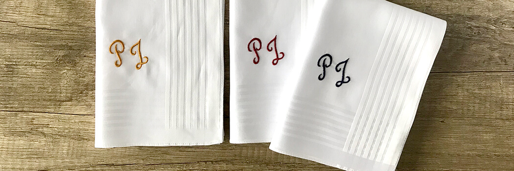 Elegante Linien - Herrenstofftaschentuch mit Initialen P & J